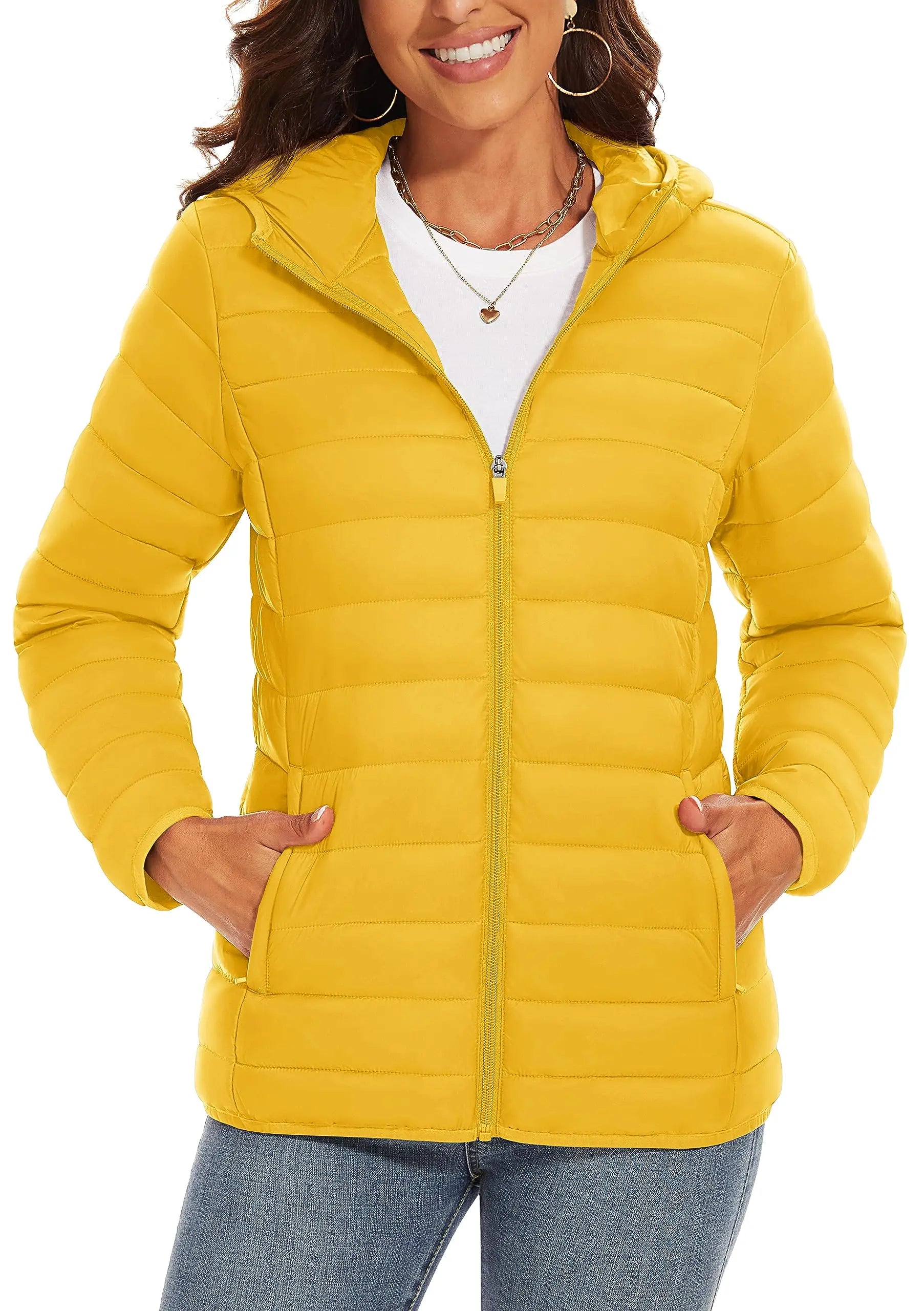 TACVASEN Winter Hooded Puffer Jacket Womens Quilted Warm Coats Casual Windbreaker Waterproof Padded Lightweight Outdoor Outwear