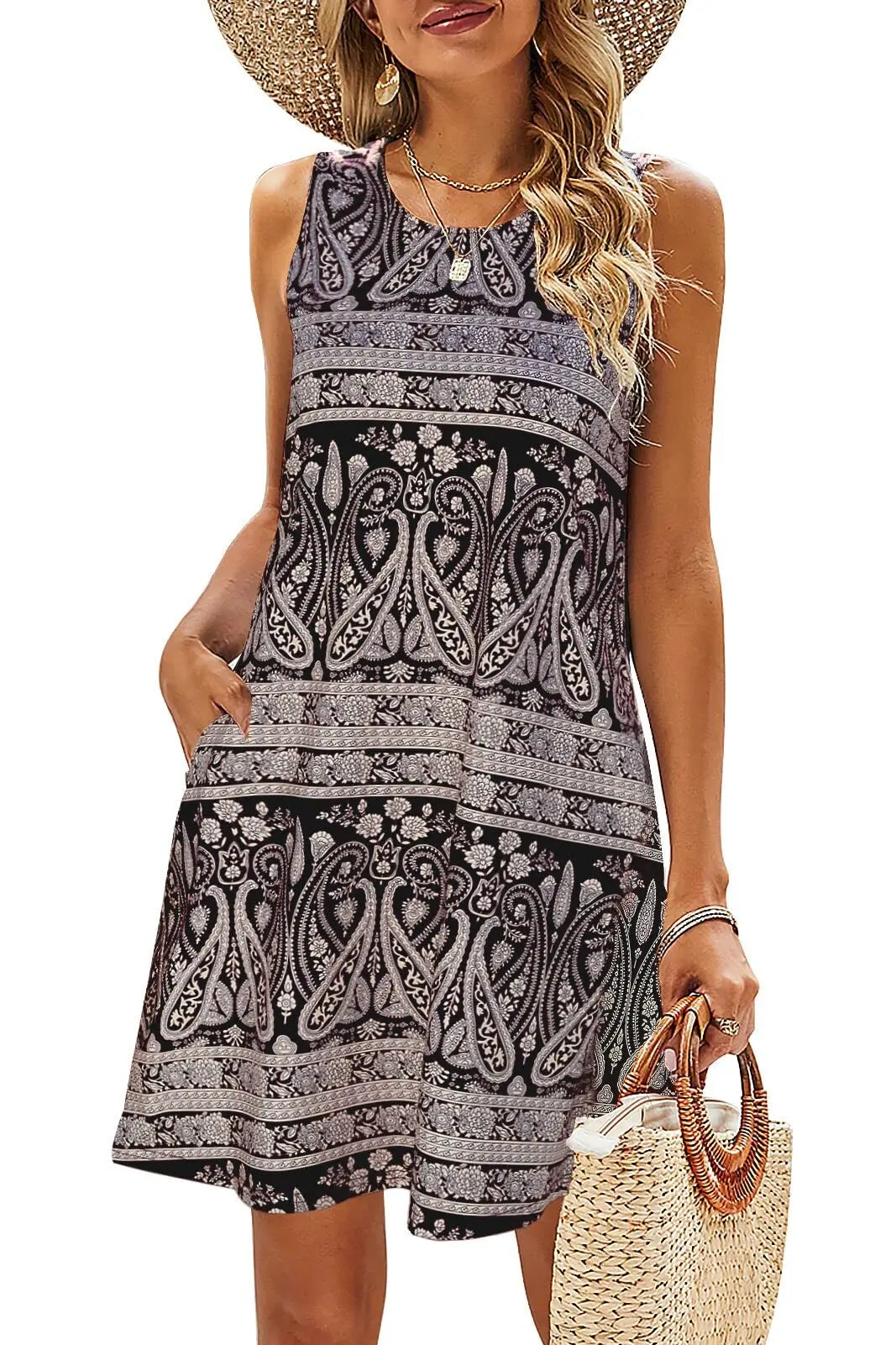 Sleeveless Floral Bohemian Style Dress