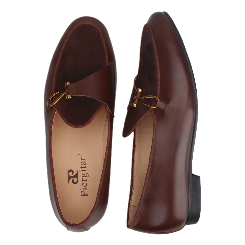 British Classics Men's smoking slippers in Golden Single-buckled style, hand-polished calf leather.