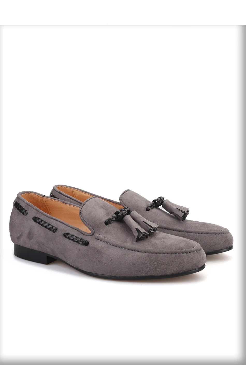 Plus size men's party and prom shoes made of velvet with a new tassel style.
