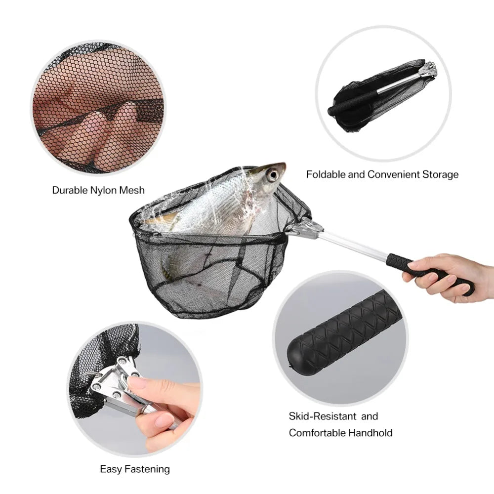 Telescopic Landing Net Folding Fishing Pole