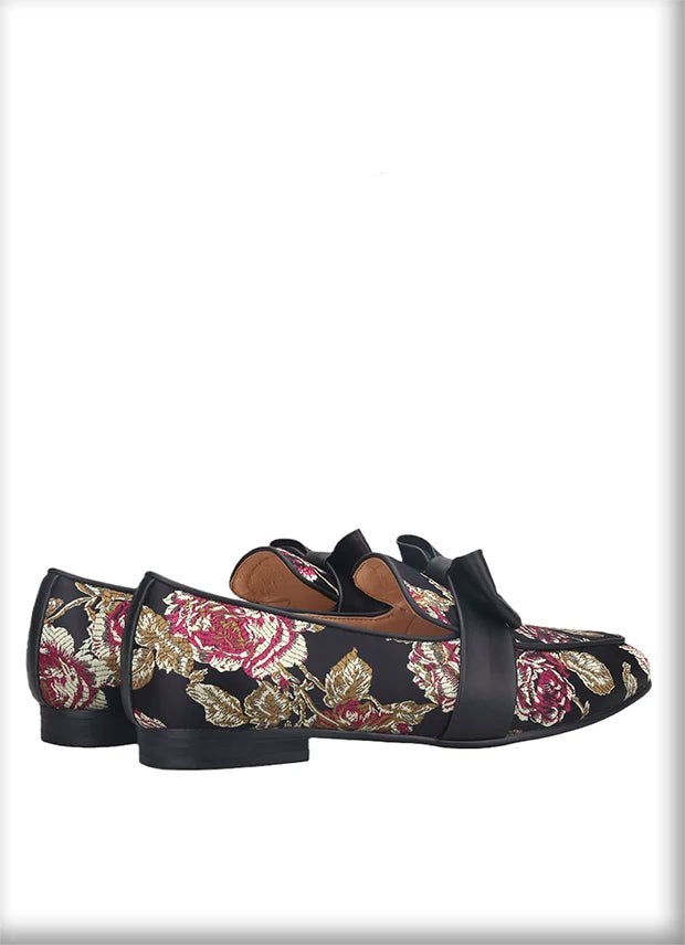 New Style Floral Silk Men Moccasin Handmade leather Butterfly-Knot Men’s Flat Shoes Plus Size