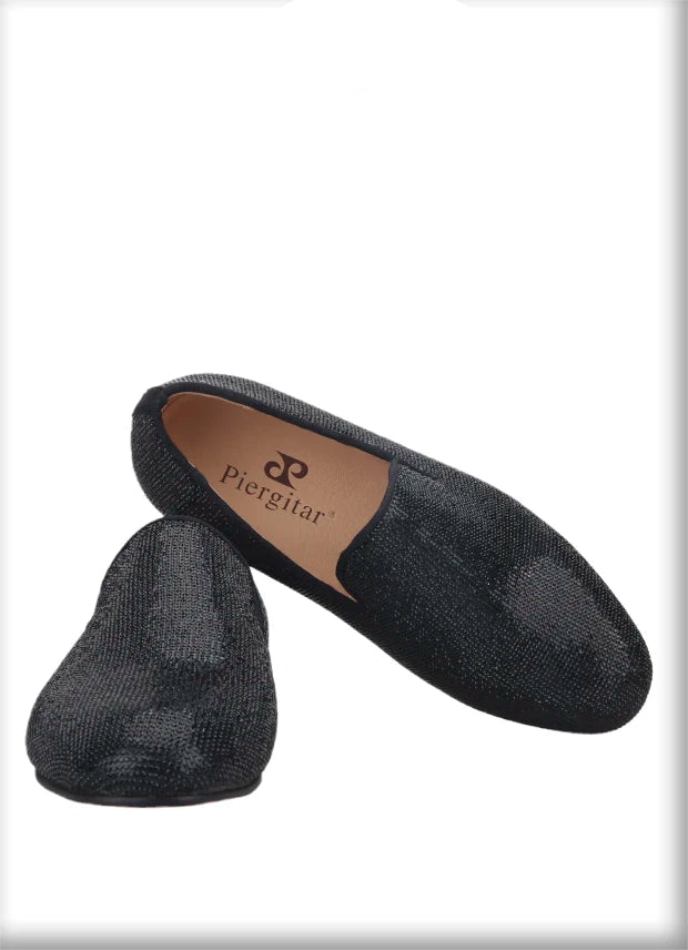 Handmade men's smoking slippers and loafers in red bottoms for weddings and parties.