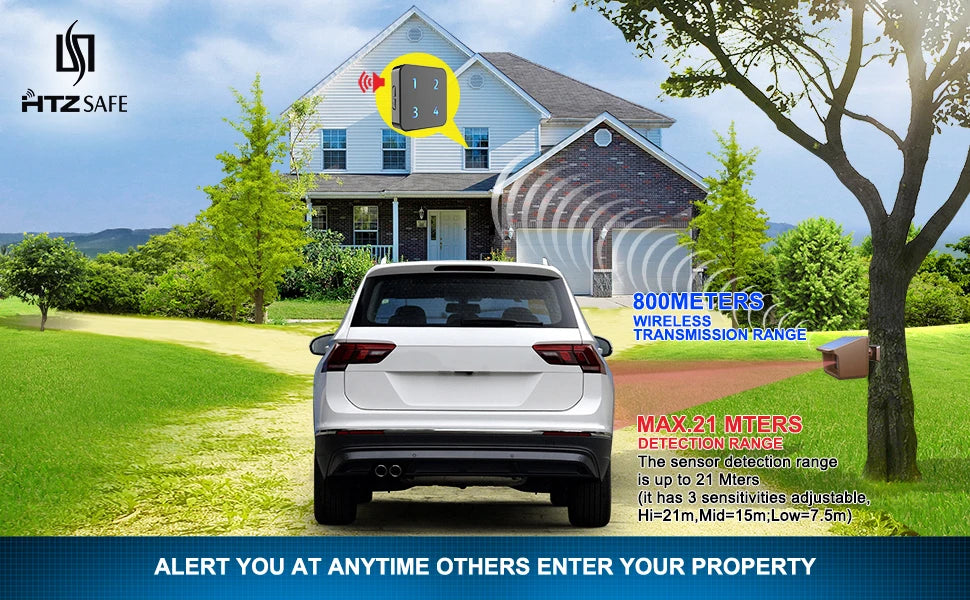 800 Meters Solar Wireless Driveway Alarm