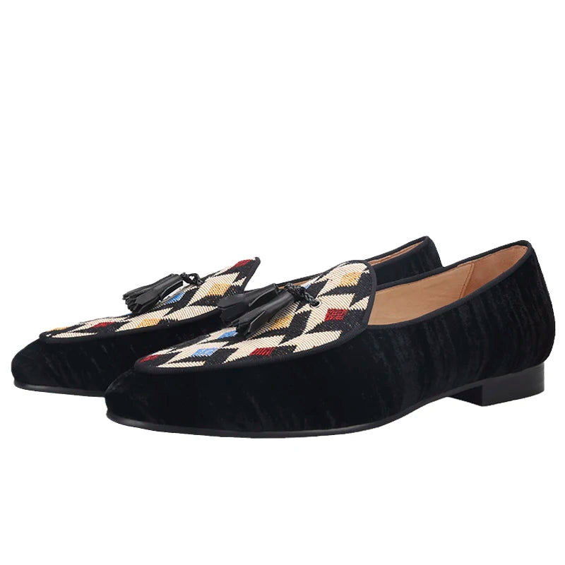 Plus Size Man Flats with Tassels and Velvet Stitching for Men's Casual Shoes