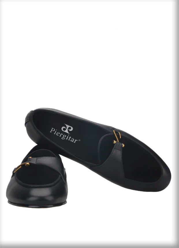 British Classics Men's smoking slippers in Golden Single-buckled style, hand-polished calf leather.