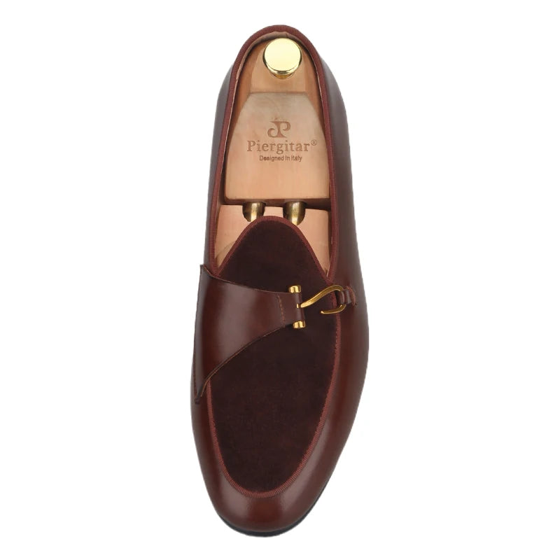 British Classics Men's smoking slippers in Golden Single-buckled style, hand-polished calf leather.