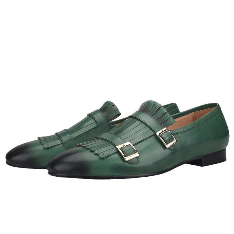 Cow Leather Mens Casual Shoes Handcraft Multicolor Leather Man Loafers plus size Male Smoking Sliders