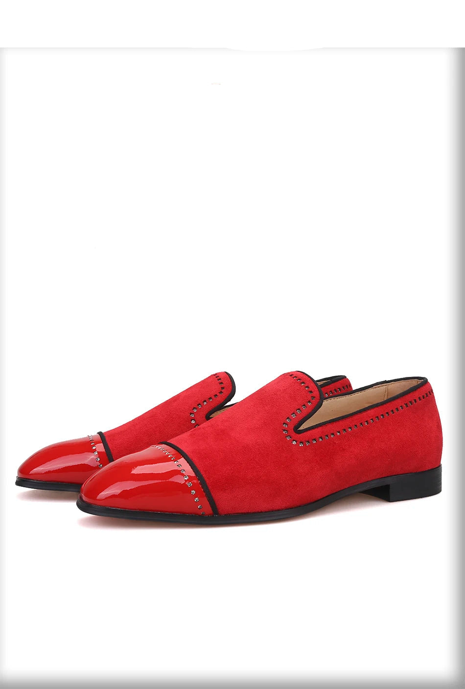 Men's dress shoes and casual shoes in black suede leather with rhinestones
