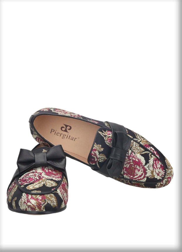 New Style Floral Silk Men Moccasin Handmade leather Butterfly-Knot Men’s Flat Shoes Plus Size