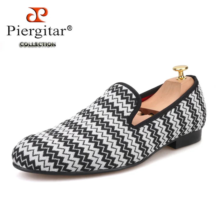 Piergitar 2019 new Summer style wave stripe men hemp shoes British style handmade men smoking slippers men's casual flats