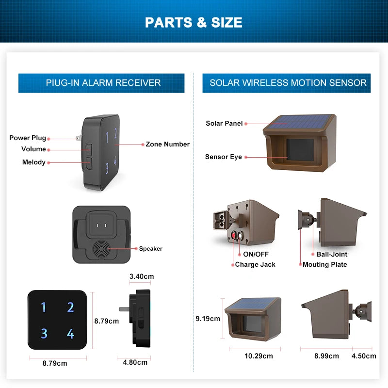 800 Meters Solar Wireless Driveway Alarm