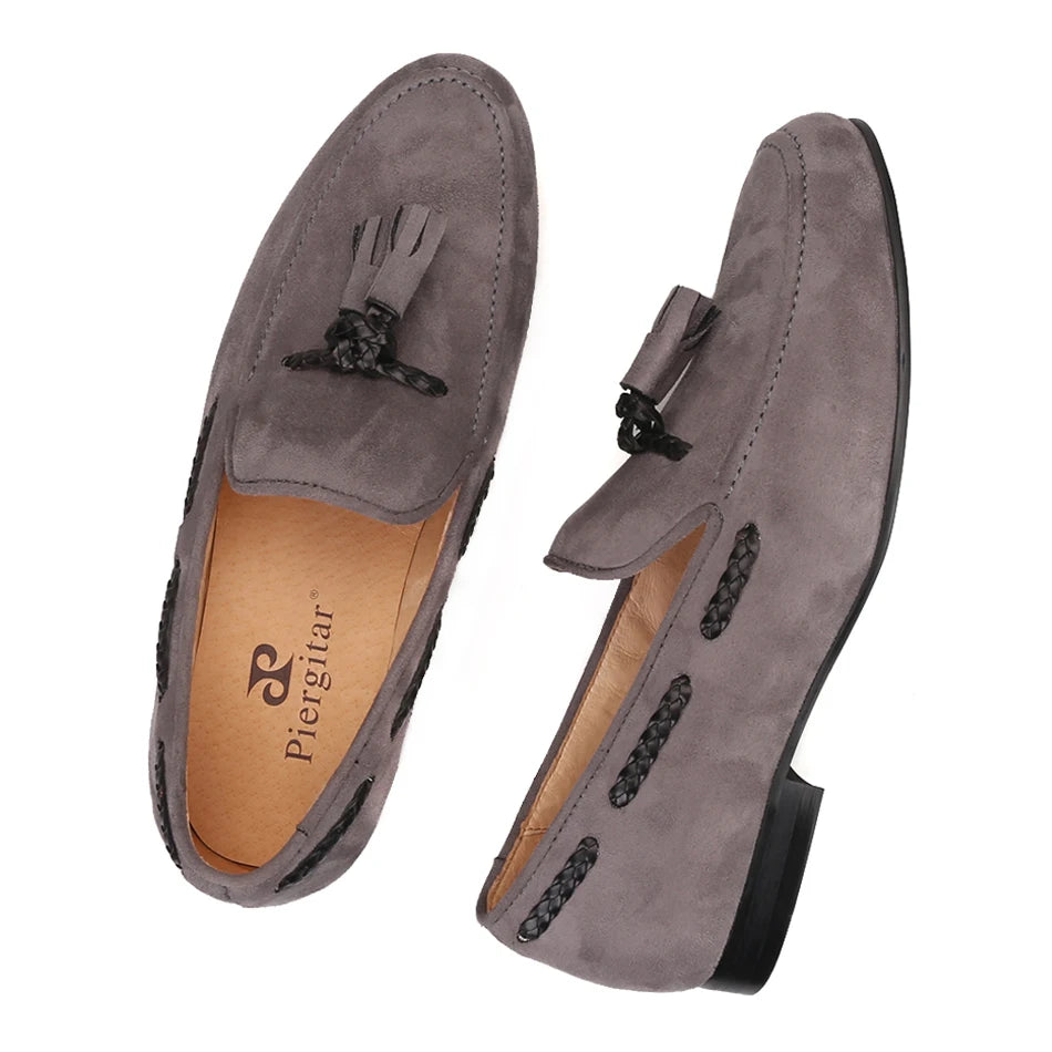 Plus size men's party and prom shoes made of velvet with a new tassel style.