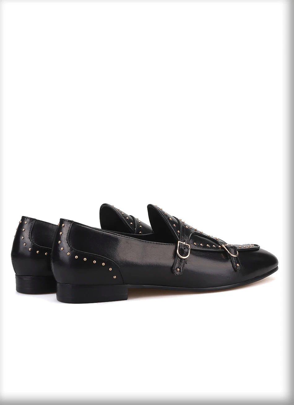 Smoking slippers for men in fashion party and wedding shoes made of genuine leather spikes
