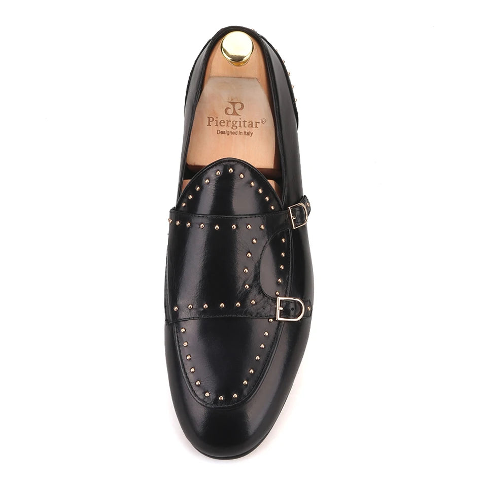 Smoking slippers for men in fashion party and wedding shoes made of genuine leather spikes