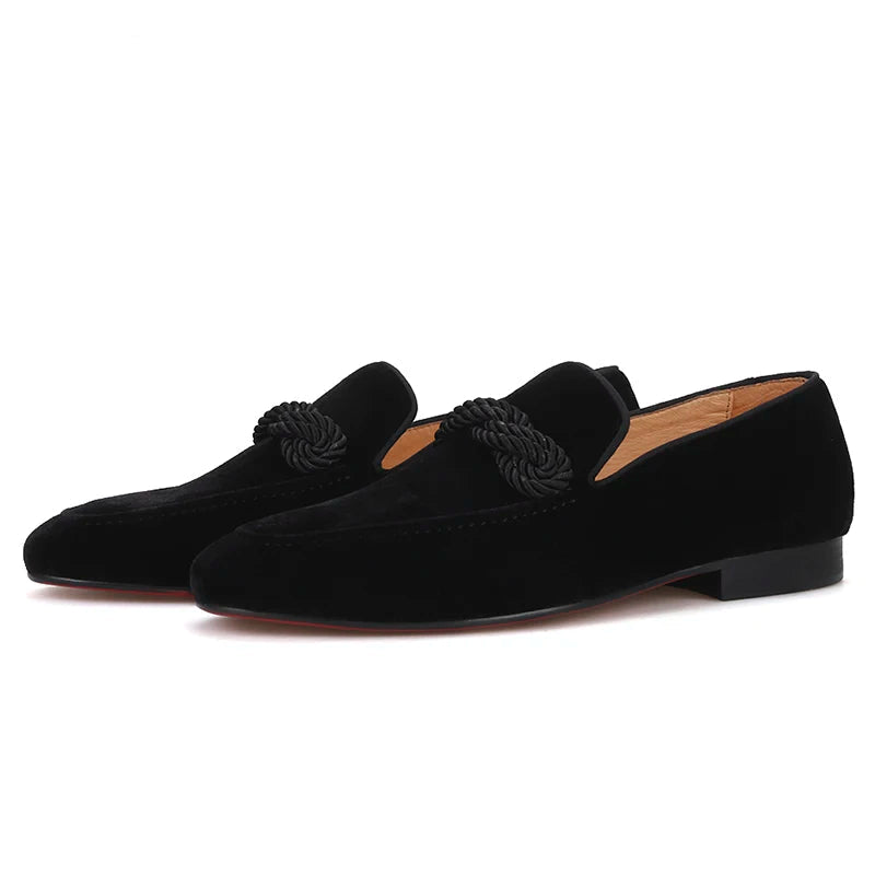 New Black Colors Men's Loafers With Red Bottom Casual Shoes For Men And Prom Party.