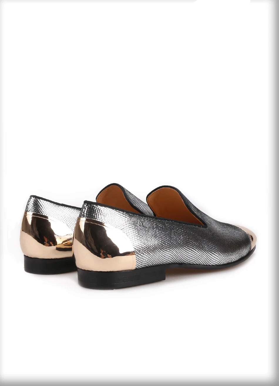 New Arrival Men's Red Sole Luxury Chain Style Slip-On Loafers Multicolored Gold Silk Weave Shoes Plus Size