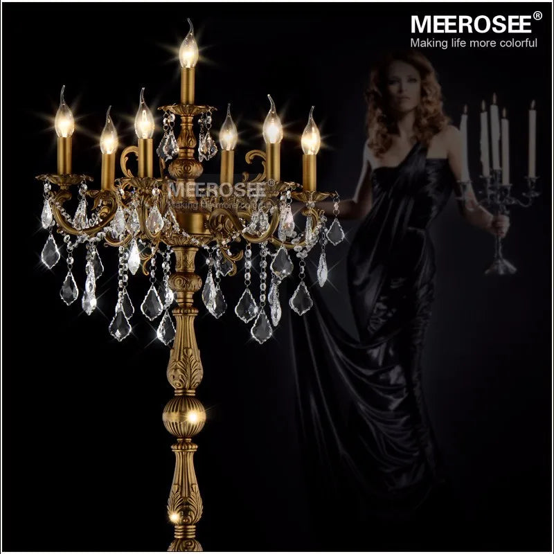 Meerosee Classic 7 Lights Crystal Floor Lamp