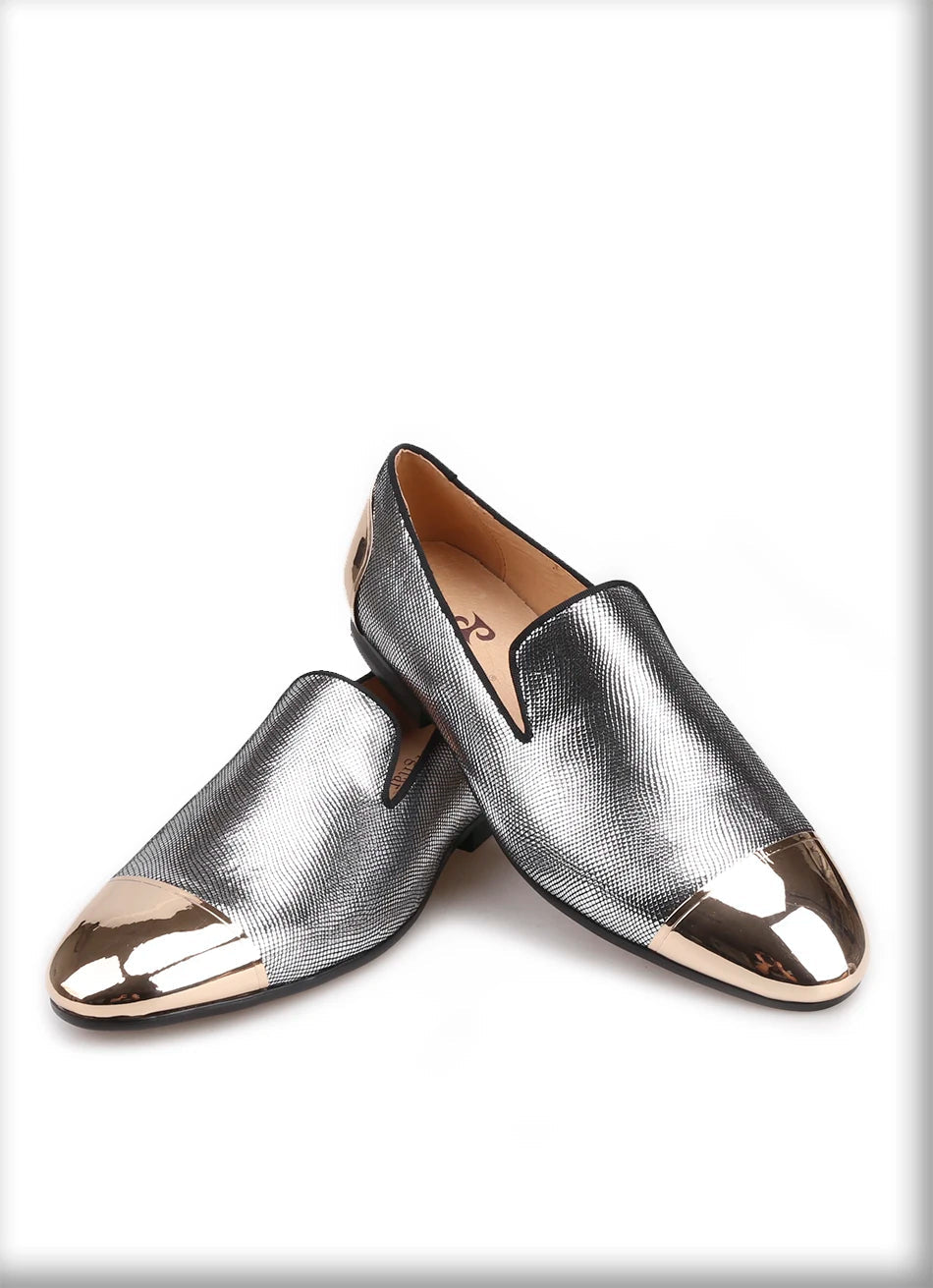 New Arrival Men's Red Sole Luxury Chain Style Slip-On Loafers Multicolored Gold Silk Weave Shoes Plus Size