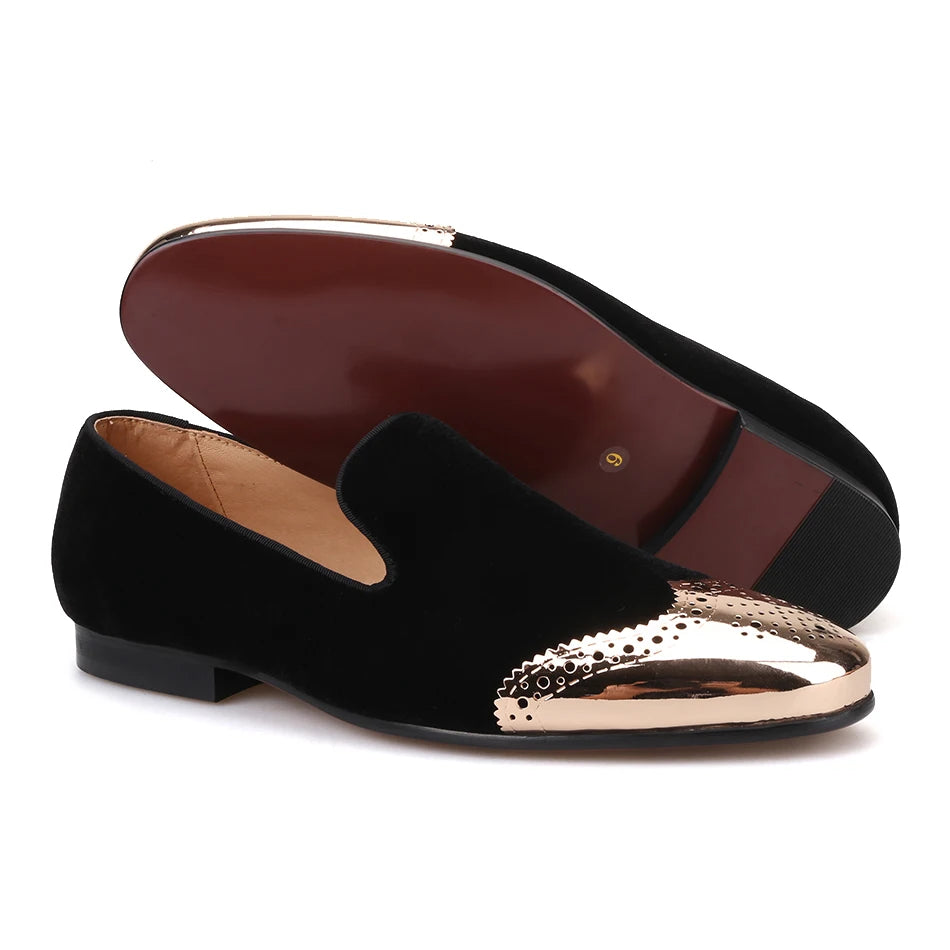 Plus size men's casual shoes with a top quality velvet shoe and gold Bullock Buckle.
