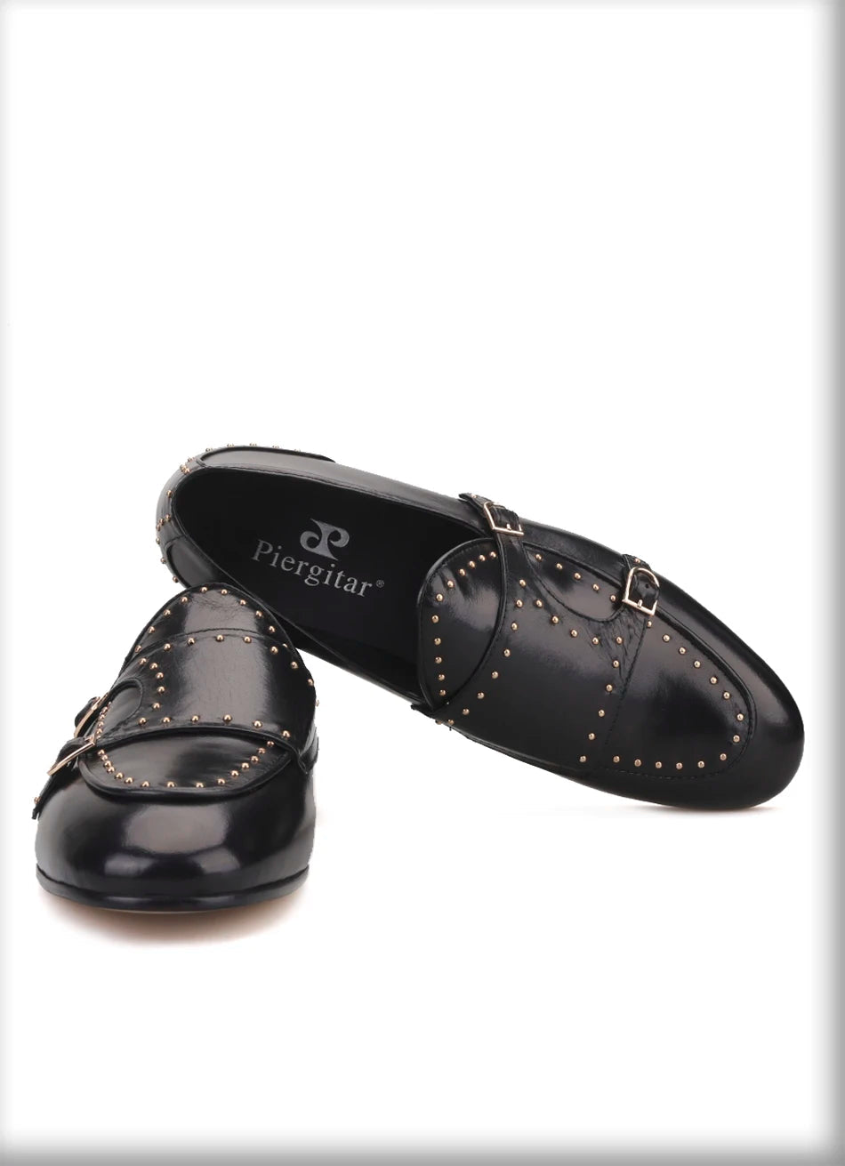 Smoking slippers for men in fashion party and wedding shoes made of genuine leather spikes