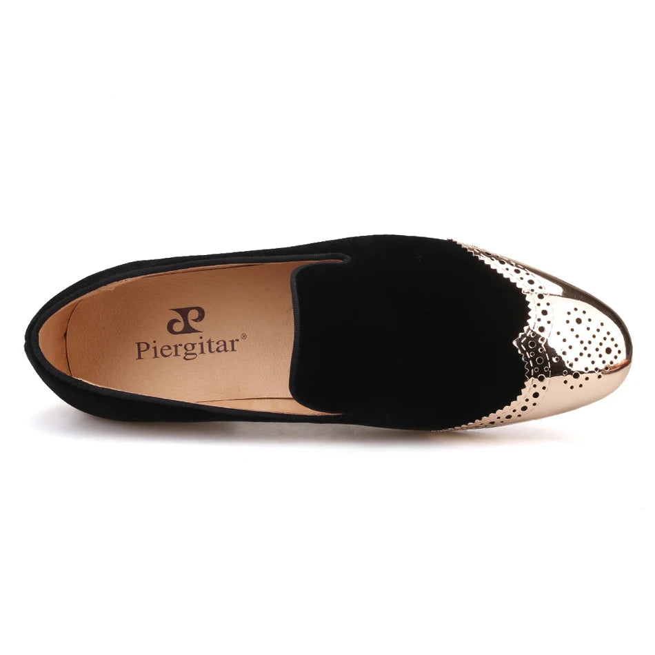 Plus size men's casual shoes with a top quality velvet shoe and gold Bullock Buckle.