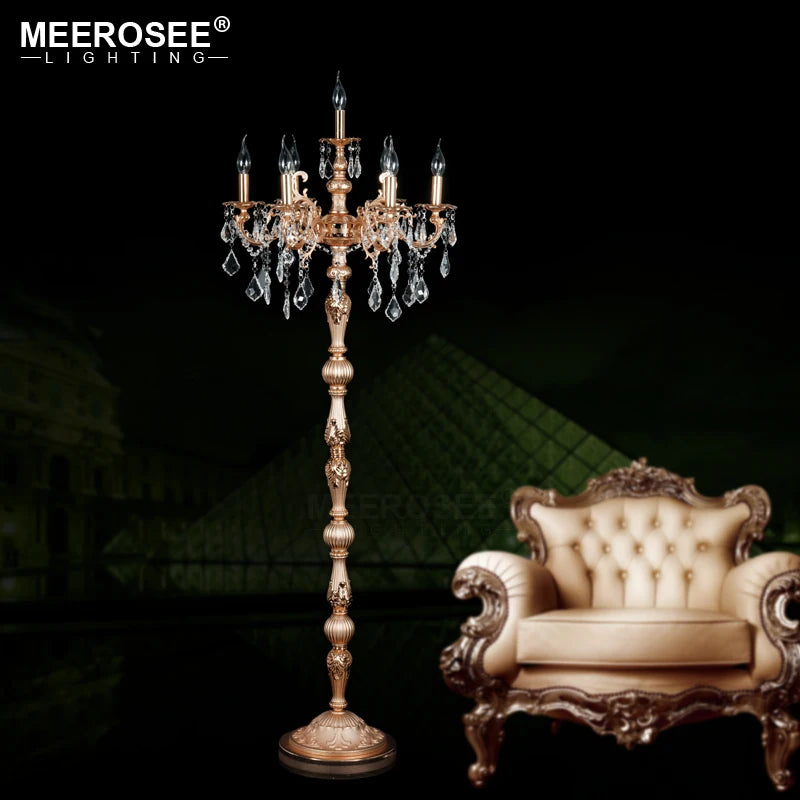 Meerosee Classic 7 Lights Crystal Floor Lamp
