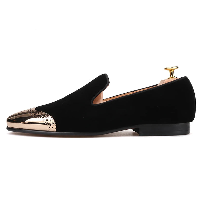 Plus size men's casual shoes with a top quality velvet shoe and gold Bullock Buckle.