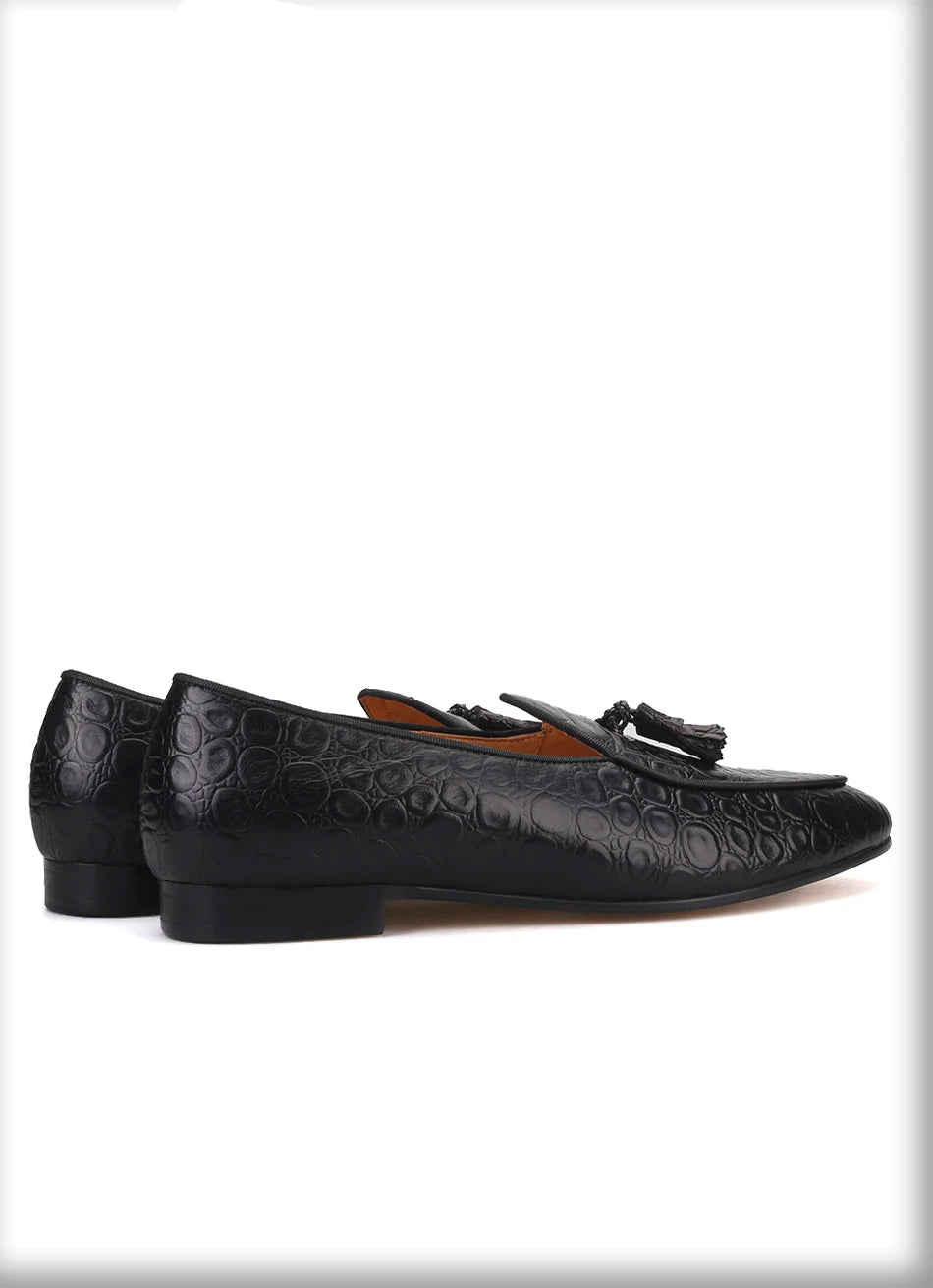 Men's shoes with matching tassel and embossed Genuine Leather, plus size.