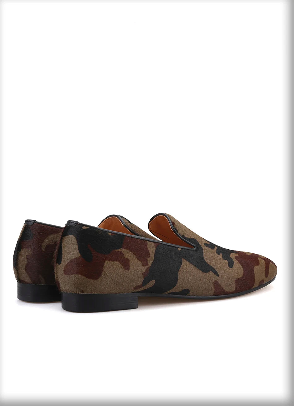 Men's smoking slippers in Horsehair and Camouflage for Parties, Banquets and Casual Shoes