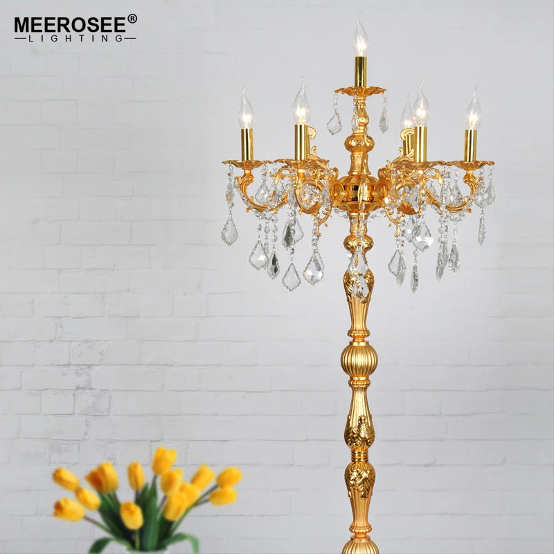 Meerosee Classic 7 Lights Crystal Floor Lamp