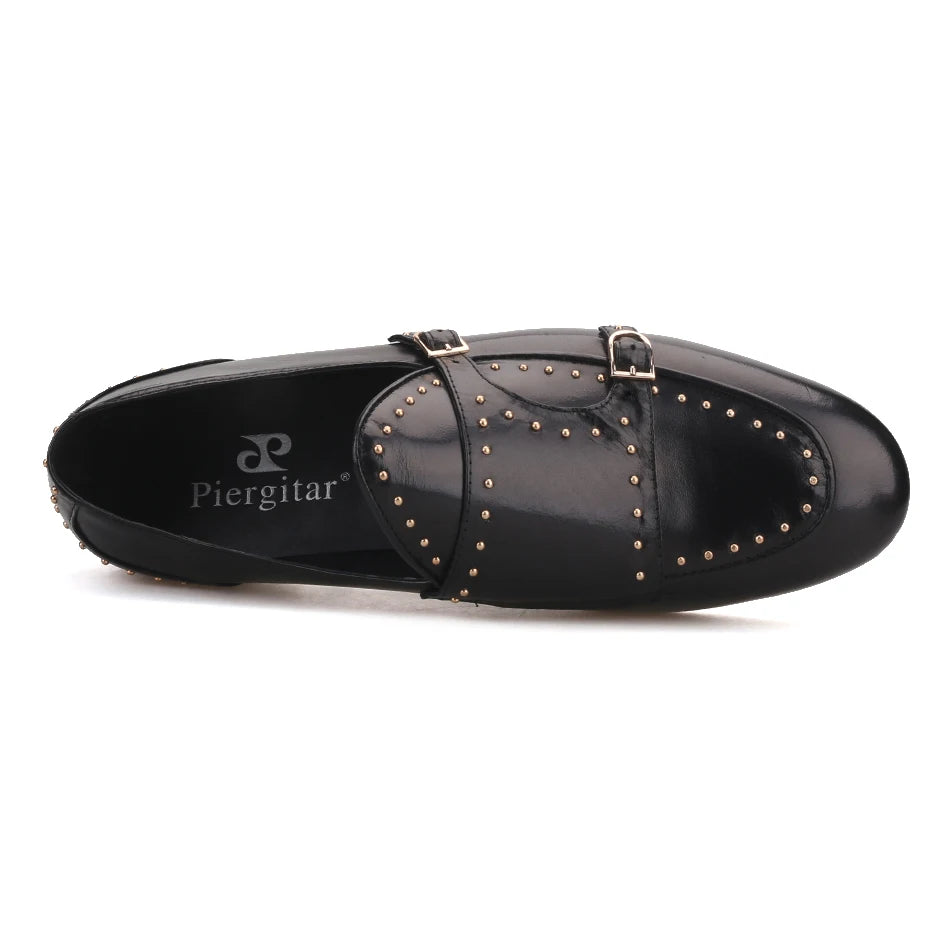 Smoking slippers for men in fashion party and wedding shoes made of genuine leather spikes