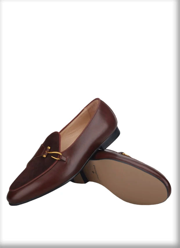 British Classics Men's smoking slippers in Golden Single-buckled style, hand-polished calf leather.