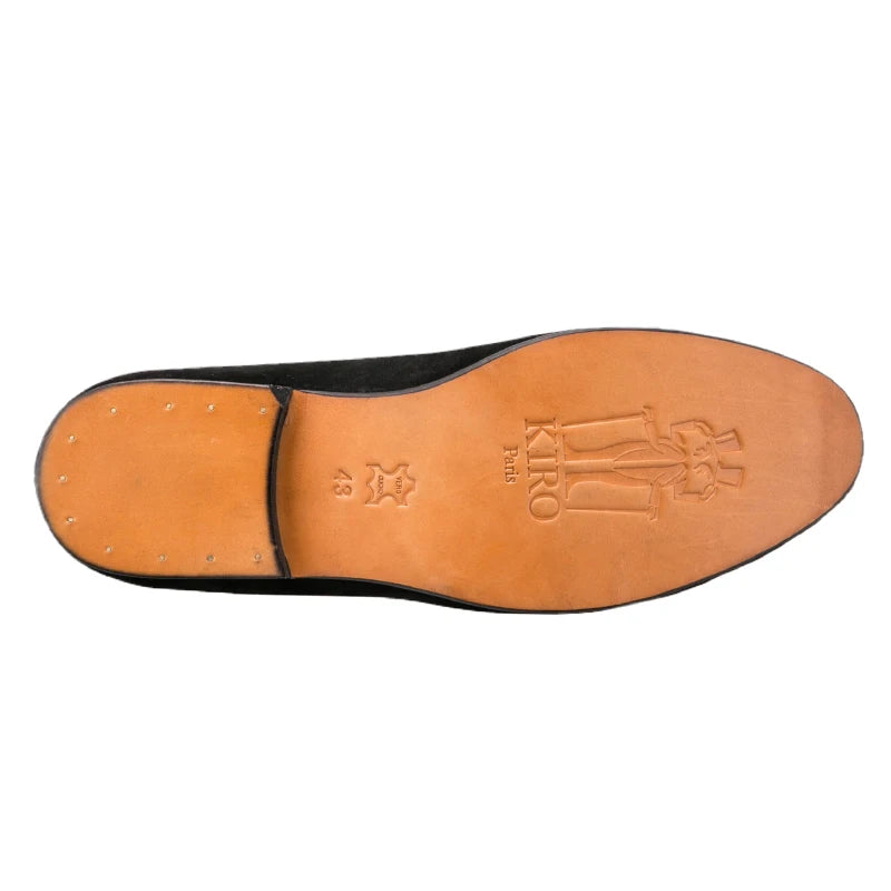 Piergitar Handmade Embroidery Of Four Powerful Football Countries Black Velvet Men Loafers Genuine Leather InSoles And Outsoles