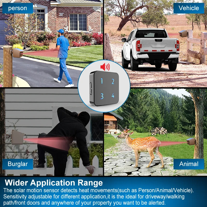 800 Meters Solar Wireless Driveway Alarm