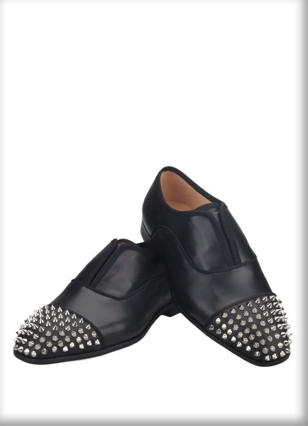 New Genuine Leather Mens Oxford Shoes With Studs Toe Italian Design For Party And Wedding Plus-Size