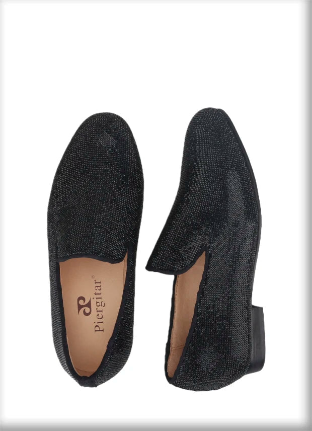 Handmade men's smoking slippers and loafers in red bottoms for weddings and parties.