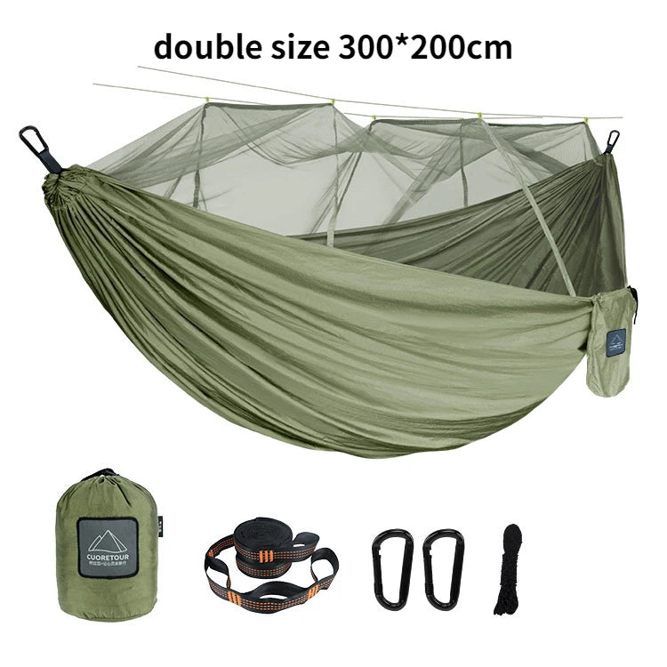 Single and Double Size Nylon Fabric Portable Travel Hammock