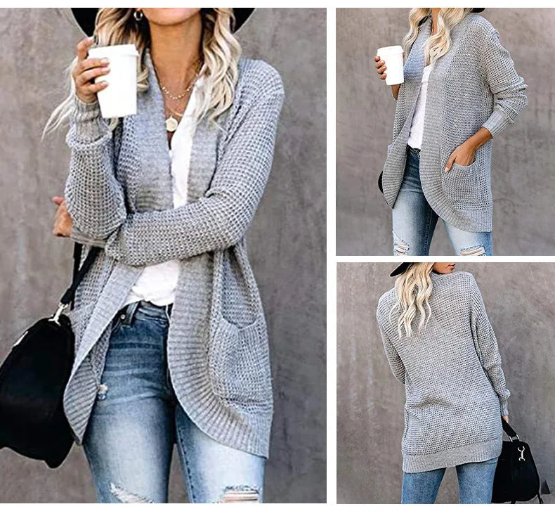 Autumn Long Cardigan Women Jumper Fashion Loose Coat Ladies Knitted Outerwear Ropa Mujer Clothes Woman Sweater Jacket Pull Femme