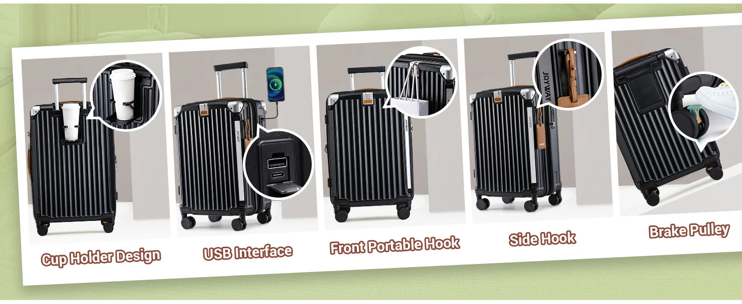 5pcs Black Luggage Set