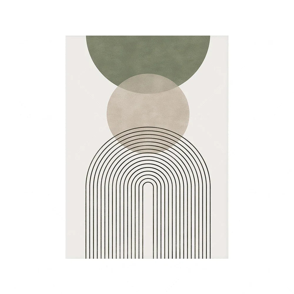 Sage Green Botanical Abstract Boho Geometry Wall Art