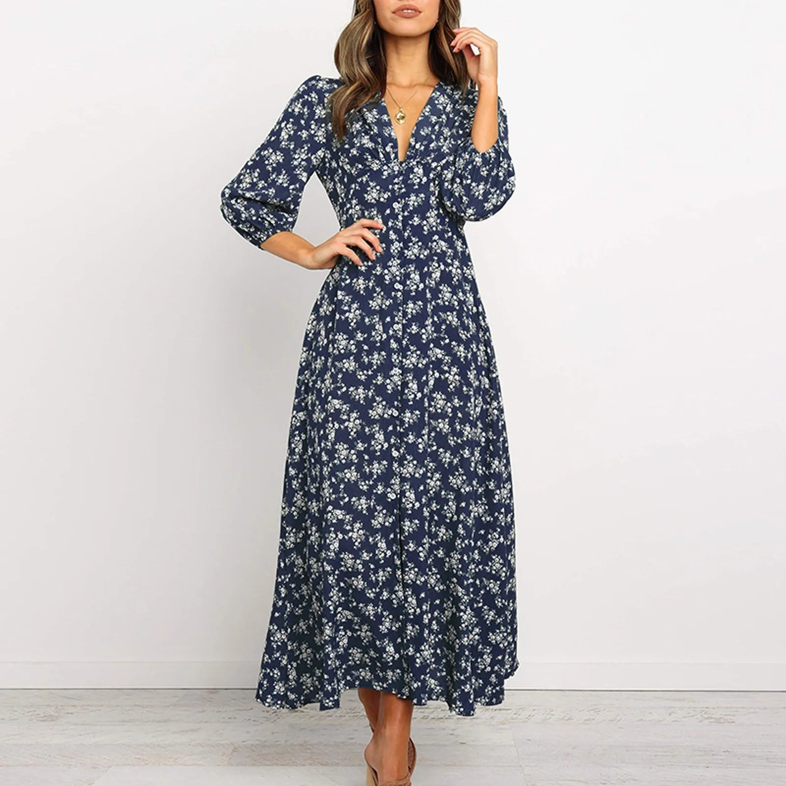 Women's Long Sleeve Floral Maxi Dress