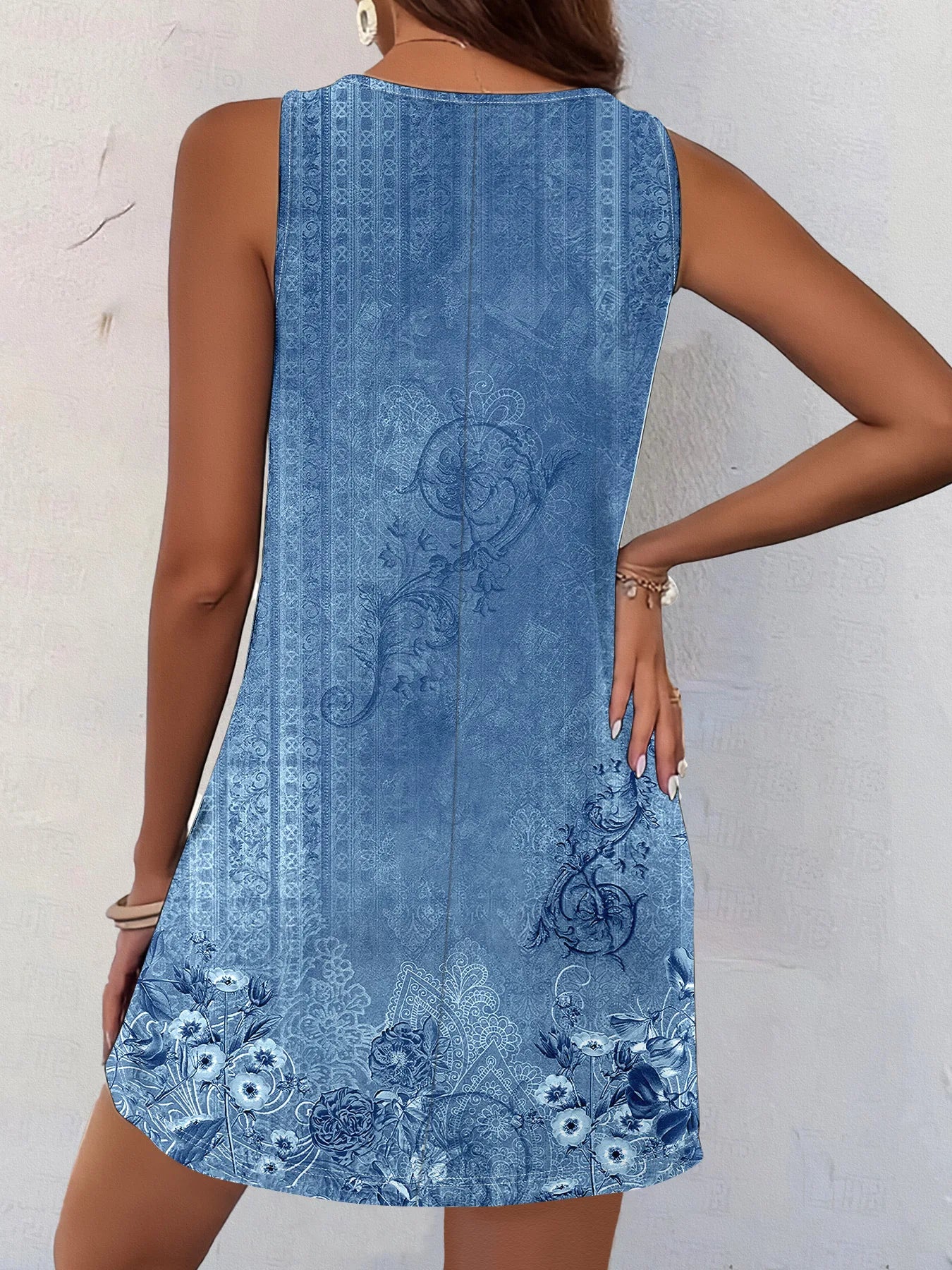 Women Summer Sleeveless Bohemian Dress Exclusive Print Vacation Dress Birthday Dress for Women Beach Dress Dress for Women
