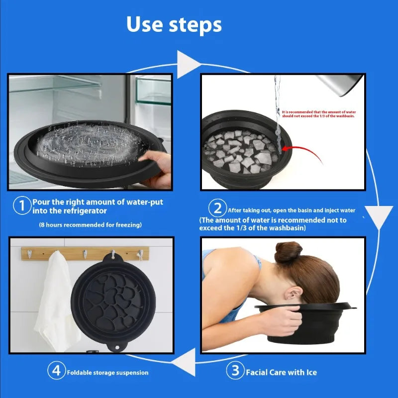 Portable Foldable Silicone Ice Basin With Built-in Ice Tray