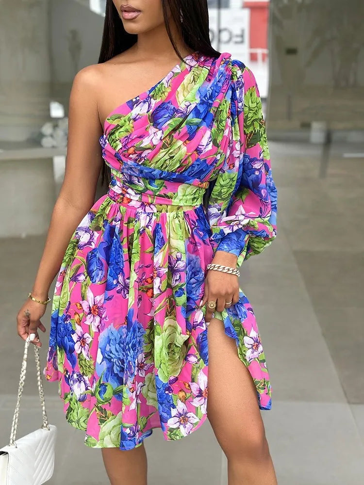Off Shoulder Boho Print Women Dress