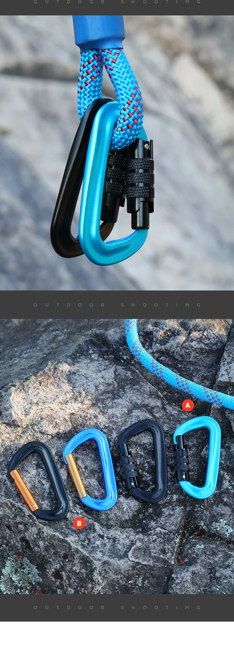 D Shape Safety Carabiner Aluminum Key Hooks
