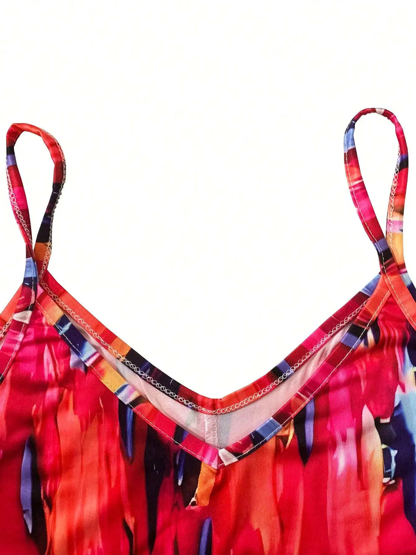 Women's Summer V-Neck Slip Dress - Sleeveless All-Over Print Vacation Sundress , SlayDiva Beach Dress for Women, Flowy Bohemia M