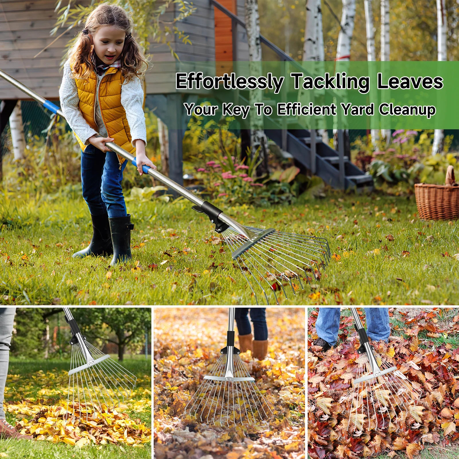 160CM Metal Garden Rake With Adjustable Handle