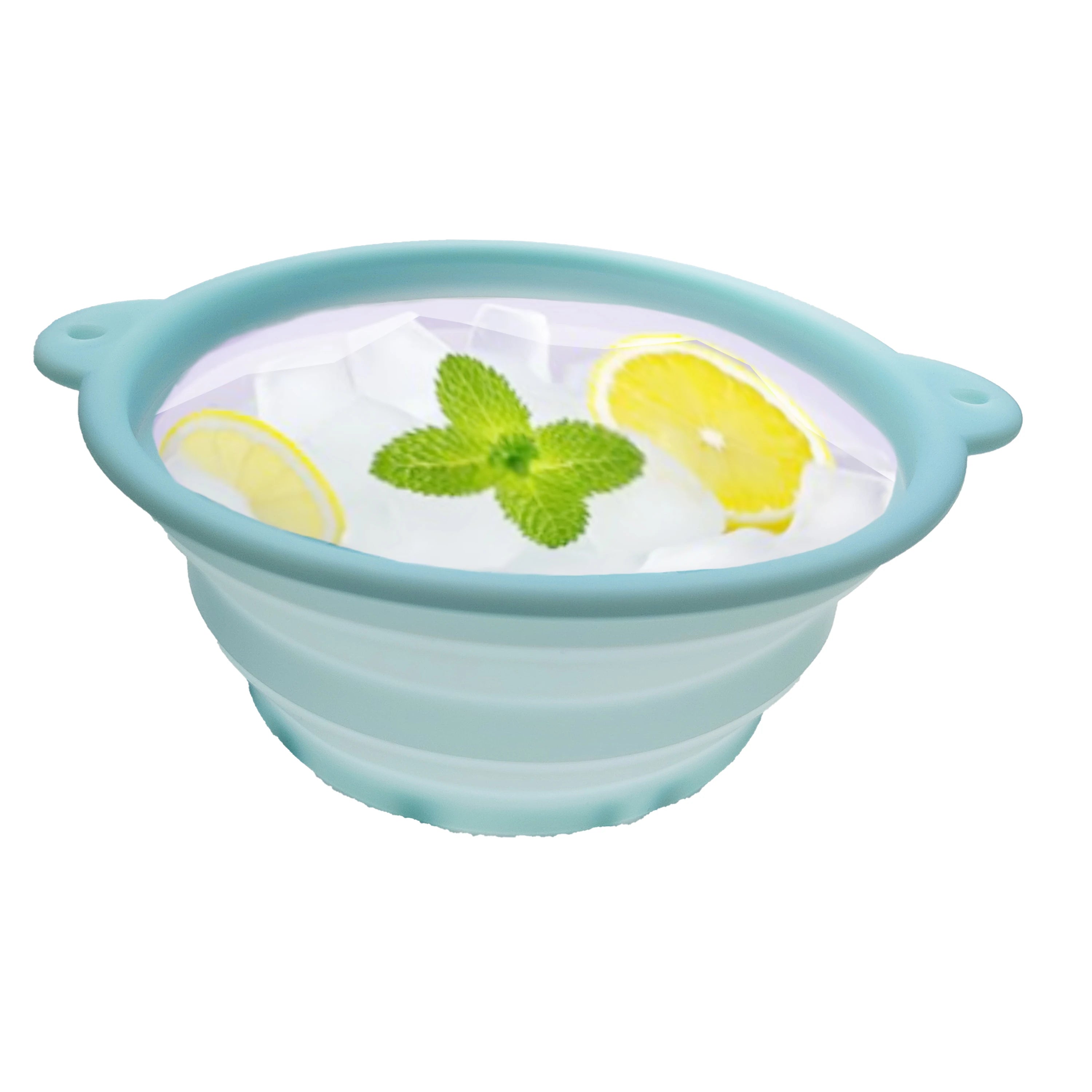 Portable Foldable Silicone Ice Basin With Built-in Ice Tray