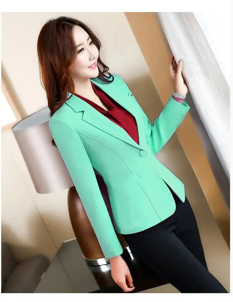 Korean Women's Fit and Tailored Blazer Jacket for Spring and Autumn Office Lady OL Casual Business Suit for Women Trendy Style